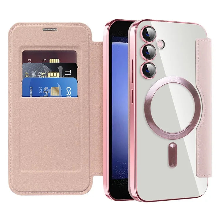 For Samsung Galaxy S23 FE Case Compatible with MagSafe Card Holder Stand Cover