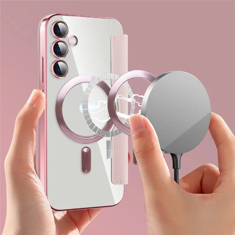 For Samsung Galaxy S23 FE Case Compatible with MagSafe Card Holder Stand Cover