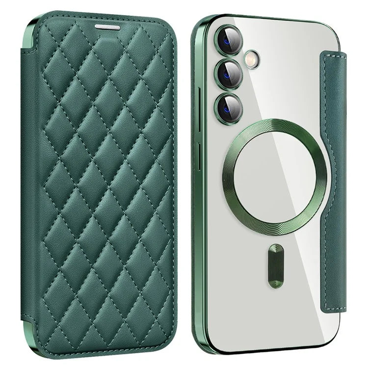 For Samsung Galaxy S23 FE Case Compatible with MagSafe Card Holder Stand Coverish Green