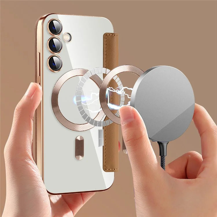 For Samsung Galaxy S23 FE Case Compatible with MagSafe Card Holder Stand Cover