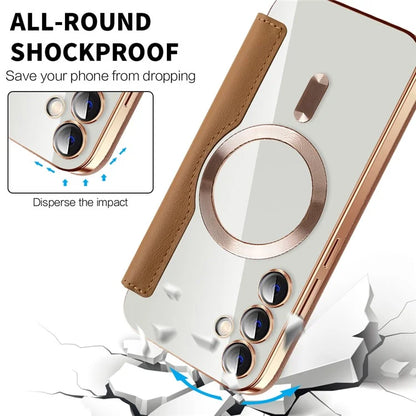 For Samsung Galaxy S23 FE Case Compatible with MagSafe Card Holder Stand Cover