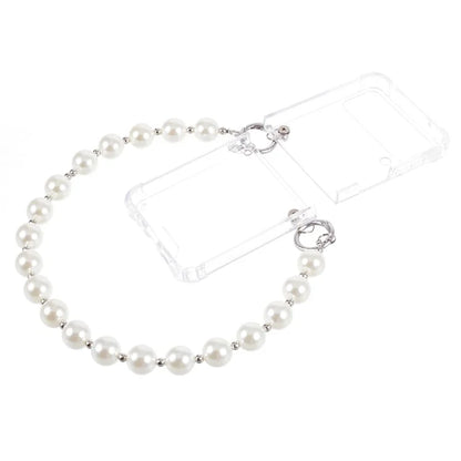 For Samsung Galaxy Z Flip4 5G Clear Phone Case Corners Protection Hard PC Cover with Chain