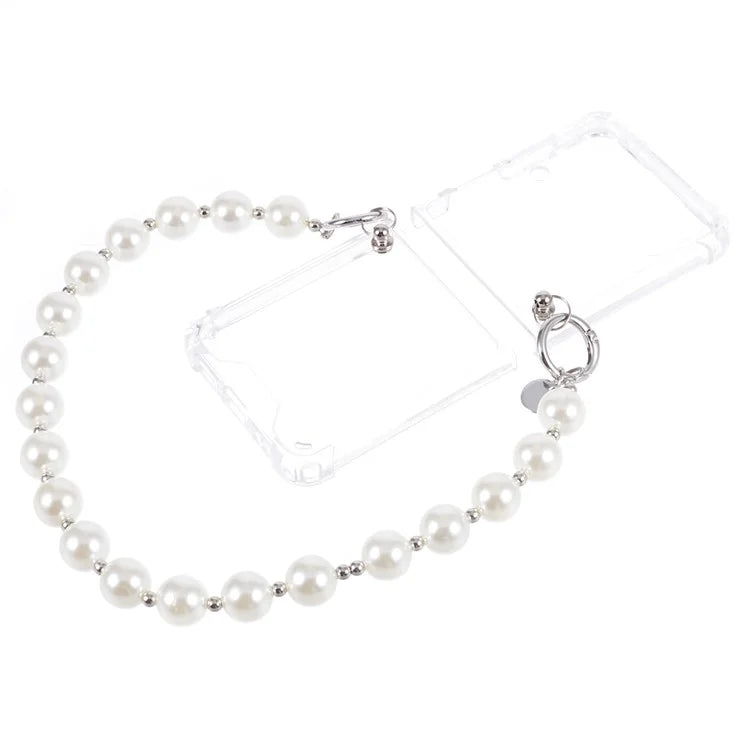 For Samsung Galaxy Z Flip4 5G Clear Phone Case Corners Protection Hard PC Cover with Chain