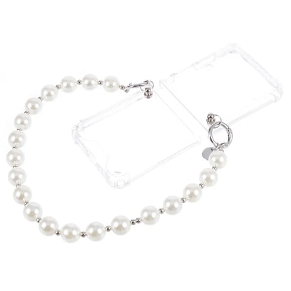 For Samsung Galaxy Z Flip4 5G Clear Phone Case Corners Protection Hard PC Cover with Chain