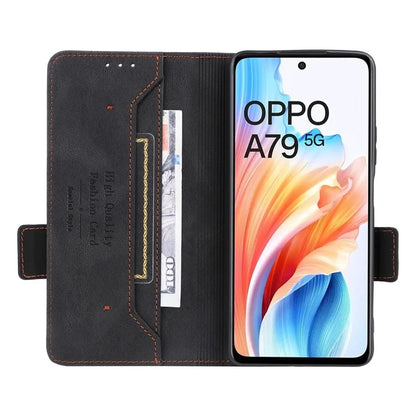 For Oppo A79 5G / A2 5G Case Hardware Decor PU Leather Wallet Phone Shell