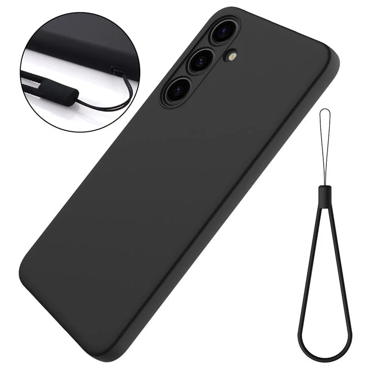 For Samsung Galaxy S24+ Cell Phone Case Liquid Silicone Soft Liner Cover with Strap