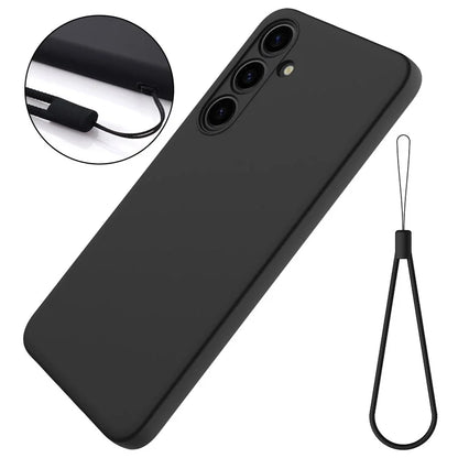 For Samsung Galaxy S24+ Cell Phone Case Liquid Silicone Soft Liner Cover with Strap