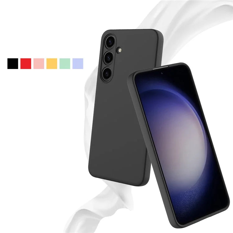 For Samsung Galaxy S24+ Cell Phone Case Liquid Silicone Soft Liner Cover with Strap