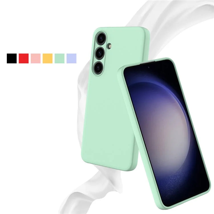 For Samsung Galaxy S24+ Cell Phone Case Liquid Silicone Soft Liner Cover with Strap