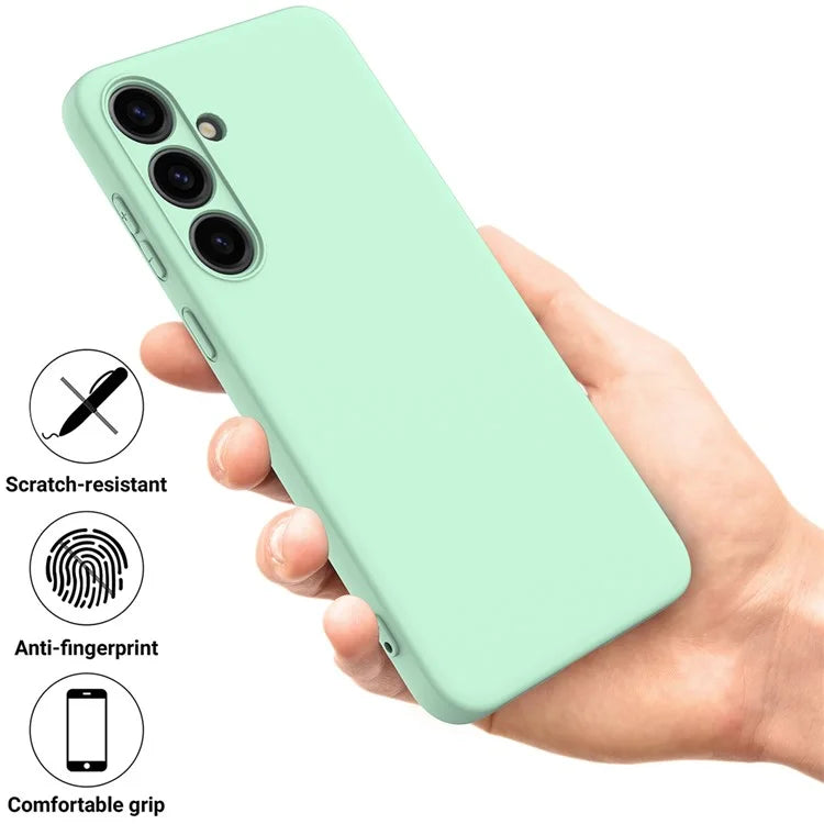 For Samsung Galaxy S24+ Cell Phone Case Liquid Silicone Soft Liner Cover with Strap