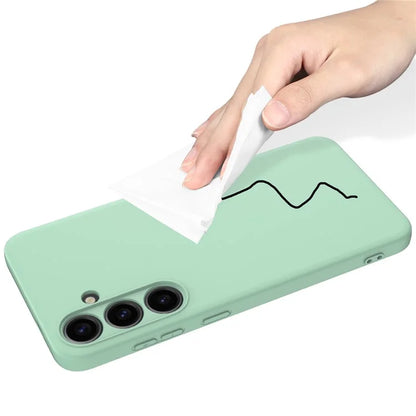 For Samsung Galaxy S24+ Cell Phone Case Liquid Silicone Soft Liner Cover with Strap