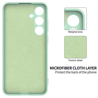 For Samsung Galaxy S24+ Cell Phone Case Liquid Silicone Soft Liner Cover with Strap