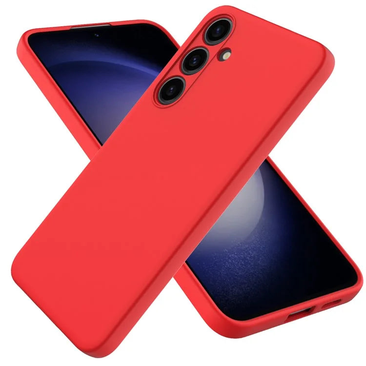 For Samsung Galaxy S24+ Cell Phone Case Liquid Silicone Soft Liner Cover with Strap