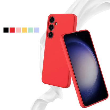For Samsung Galaxy S24+ Cell Phone Case Liquid Silicone Soft Liner Cover with Strap