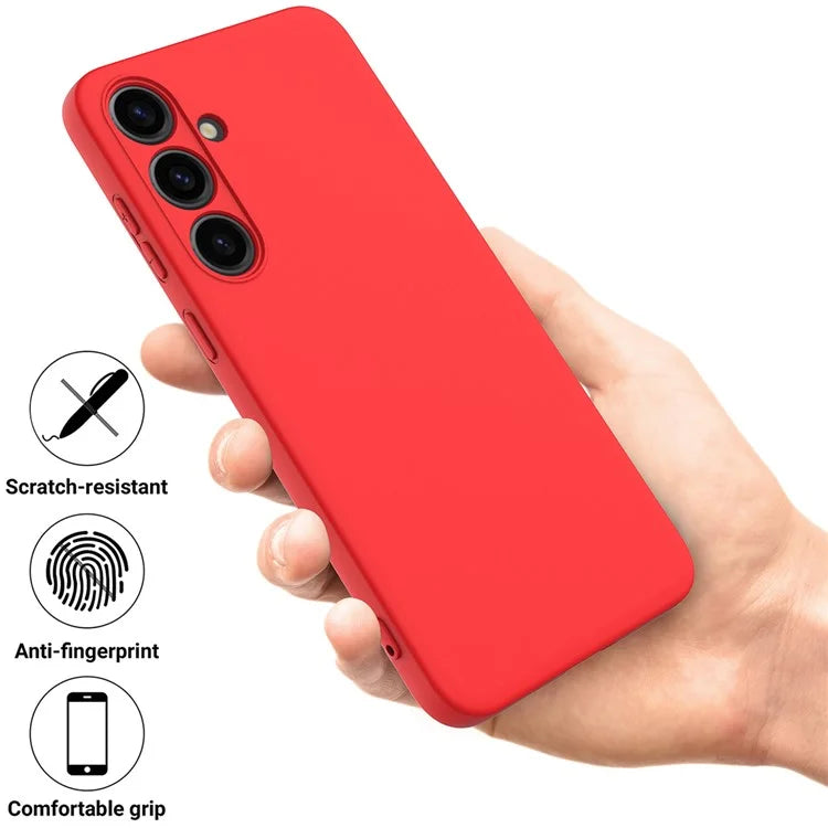 For Samsung Galaxy S24+ Cell Phone Case Liquid Silicone Soft Liner Cover with Strap