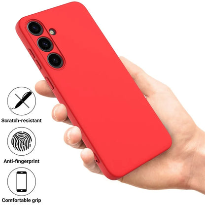 For Samsung Galaxy S24+ Cell Phone Case Liquid Silicone Soft Liner Cover with Strap