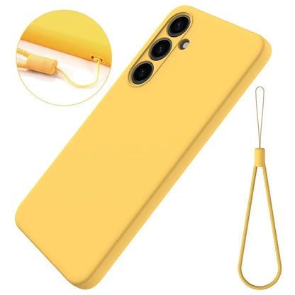 For Samsung Galaxy S24+ Cell Phone Case Liquid Silicone Soft Liner Cover with Strap