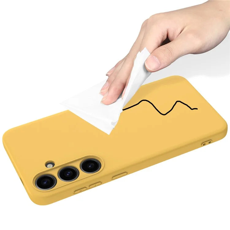 For Samsung Galaxy S24+ Cell Phone Case Liquid Silicone Soft Liner Cover with Strap