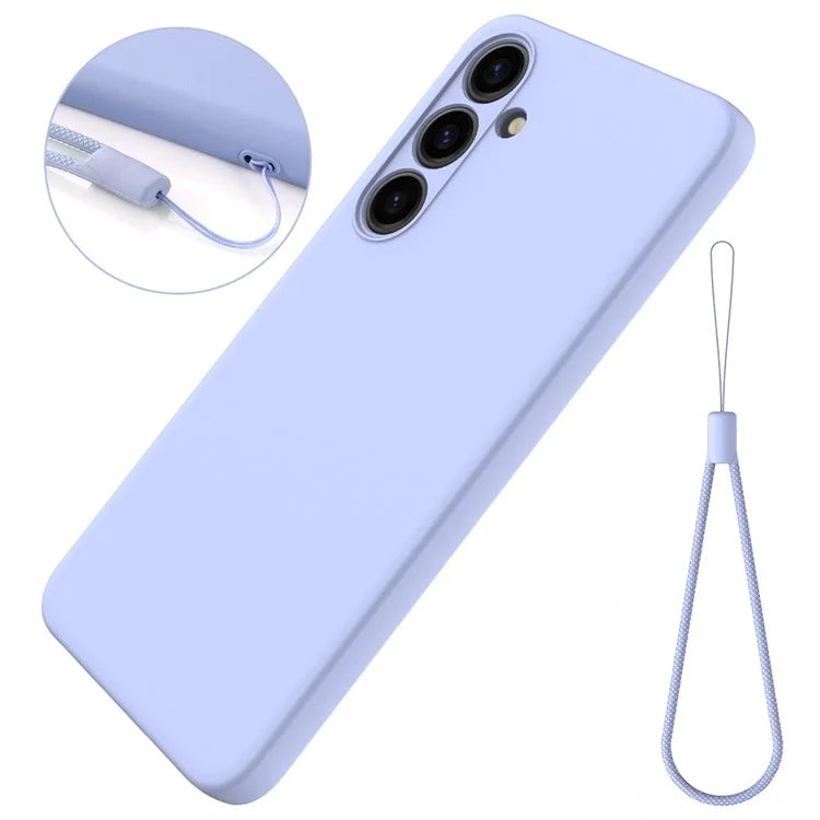 For Samsung Galaxy S24+ Cell Phone Case Liquid Silicone Soft Liner Cover with Strap