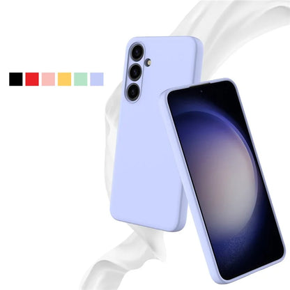 For Samsung Galaxy S24+ Cell Phone Case Liquid Silicone Soft Liner Cover with Strap