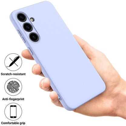 For Samsung Galaxy S24+ Cell Phone Case Liquid Silicone Soft Liner Cover with Strap