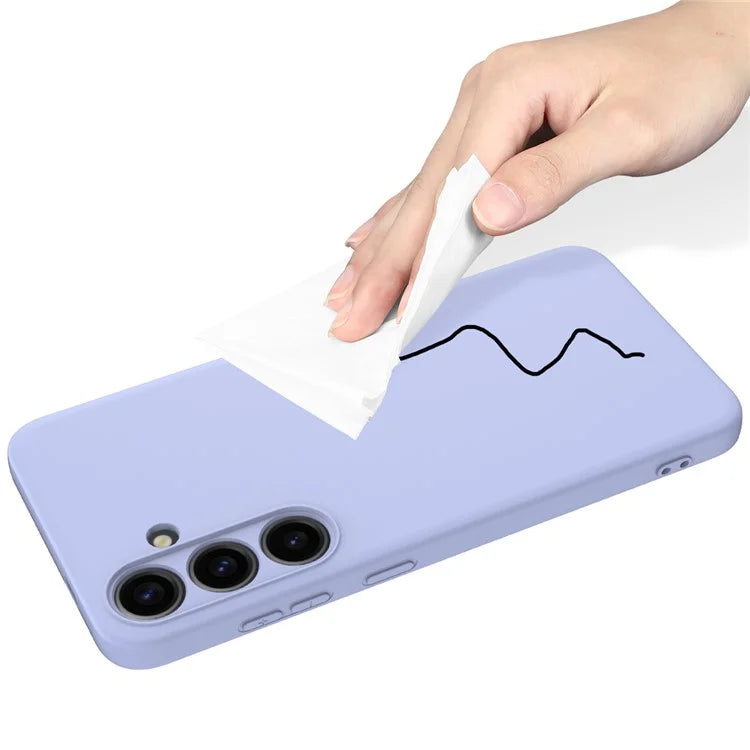 For Samsung Galaxy S24+ Cell Phone Case Liquid Silicone Soft Liner Cover with Strap
