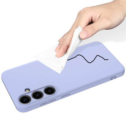 For Samsung Galaxy S24+ Cell Phone Case Liquid Silicone Soft Liner Cover with Strap
