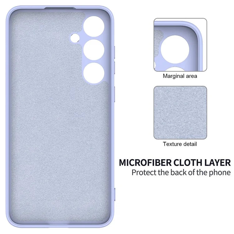 For Samsung Galaxy S24+ Cell Phone Case Liquid Silicone Soft Liner Cover with Strap