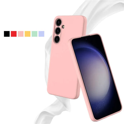 For Samsung Galaxy S24+ Cell Phone Case Liquid Silicone Soft Liner Cover with Strap