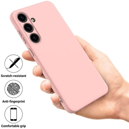 For Samsung Galaxy S24+ Cell Phone Case Liquid Silicone Soft Liner Cover with Strap