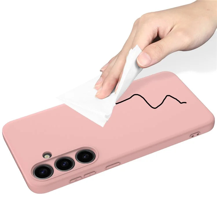 For Samsung Galaxy S24+ Cell Phone Case Liquid Silicone Soft Liner Cover with Strap