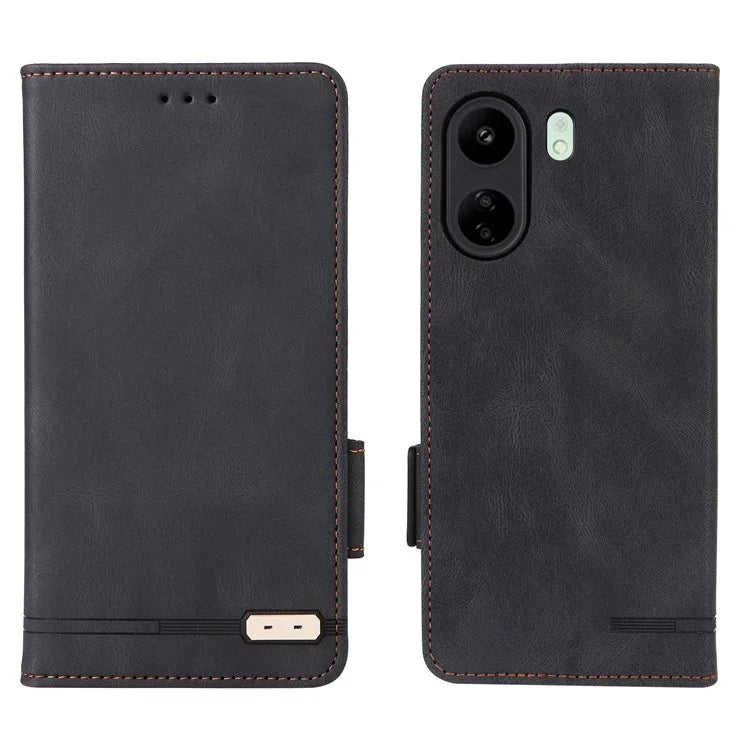 For Xiaomi Redmi 13C 4G / Poco C65 4G Case Hardware Decor PU Leather Flip Phone Wallet Cover