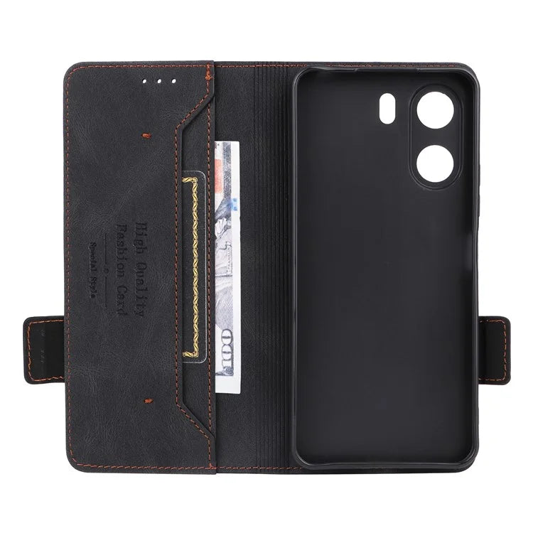 For Xiaomi Redmi 13C 4G / Poco C65 4G Case Hardware Decor PU Leather Flip Phone Wallet Cover