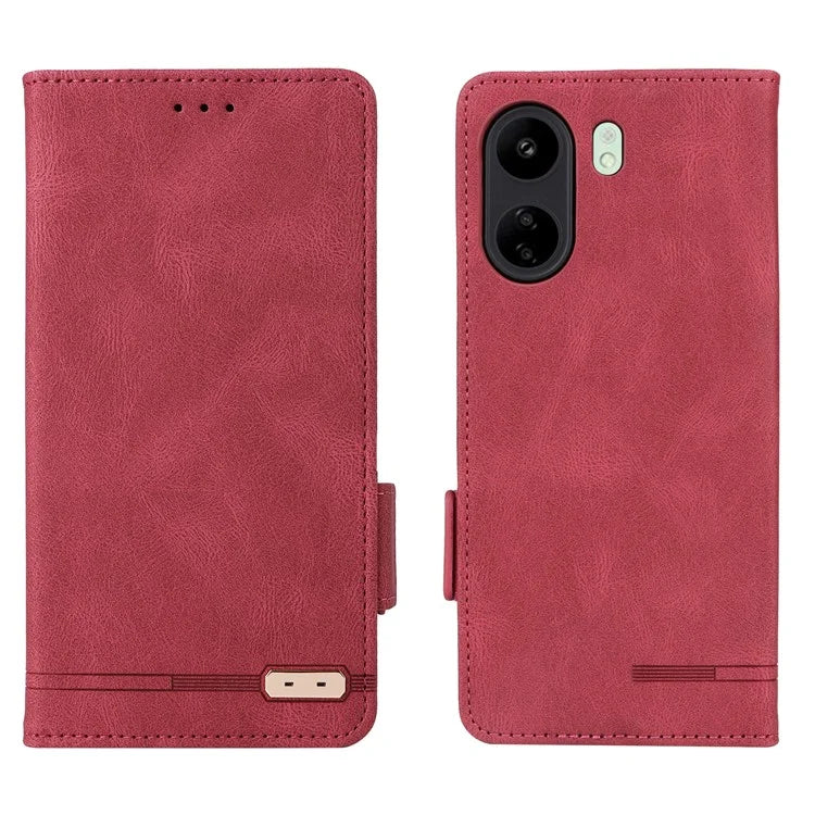 For Xiaomi Redmi 13C 4G / Poco C65 4G Case Hardware Decor PU Leather Flip Phone Wallet Cover