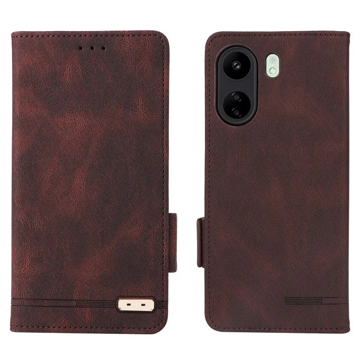 For Xiaomi Redmi 13C 4G / Poco C65 4G Case Hardware Decor PU Leather Flip Phone Wallet Cover