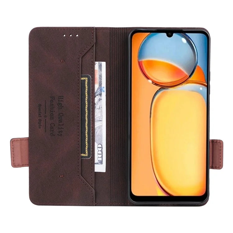 For Xiaomi Redmi 13C 4G / Poco C65 4G Case Hardware Decor PU Leather Flip Phone Wallet Cover