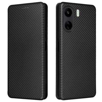 For Xiaomi Redmi 13C 4G / Poco C65 4G Phone Case Anti-drop Carbon Fiber Texture Cover with Kickstand Strap