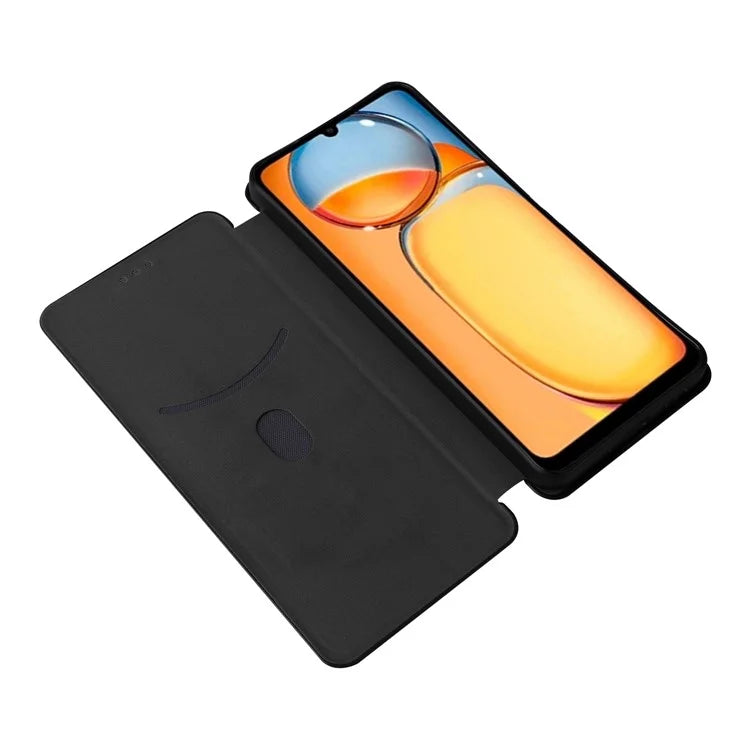 For Xiaomi Redmi 13C 4G / Poco C65 4G Phone Case Anti-drop Carbon Fiber Texture Cover with Kickstand Strap