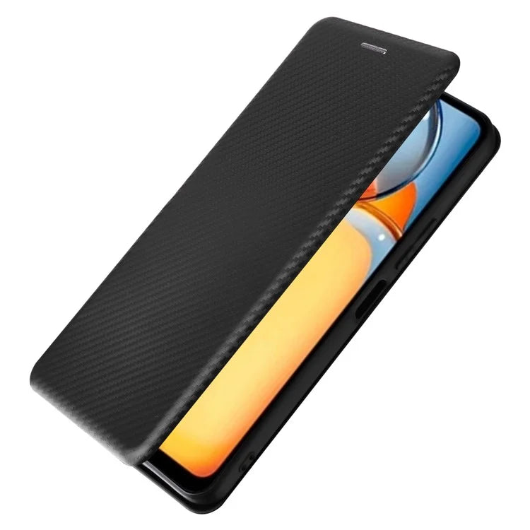 For Xiaomi Redmi 13C 4G / Poco C65 4G Phone Case Anti-drop Carbon Fiber Texture Cover with Kickstand Strap