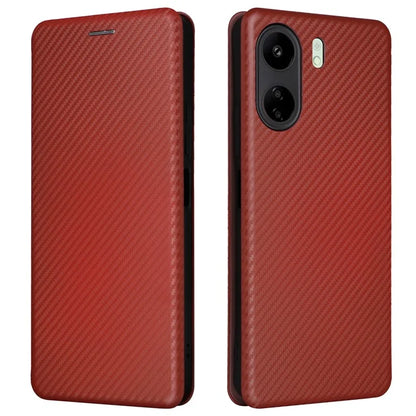 For Xiaomi Redmi 13C 4G / Poco C65 4G Phone Case Anti-drop Carbon Fiber Texture Cover with Kickstand Strap