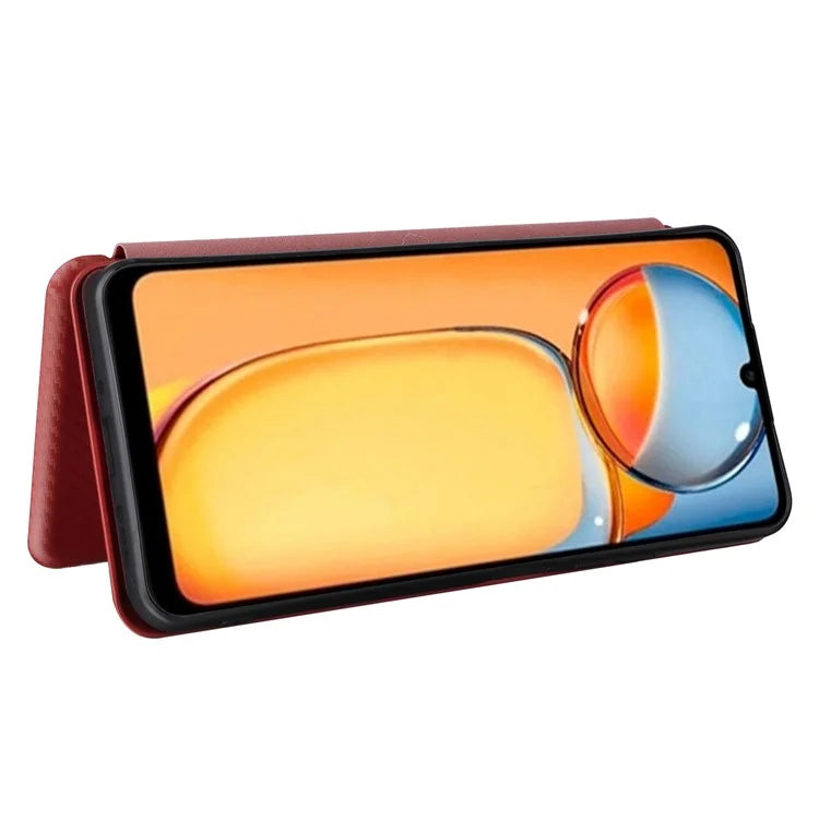 For Xiaomi Redmi 13C 4G / Poco C65 4G Phone Case Anti-drop Carbon Fiber Texture Cover with Kickstand Strap