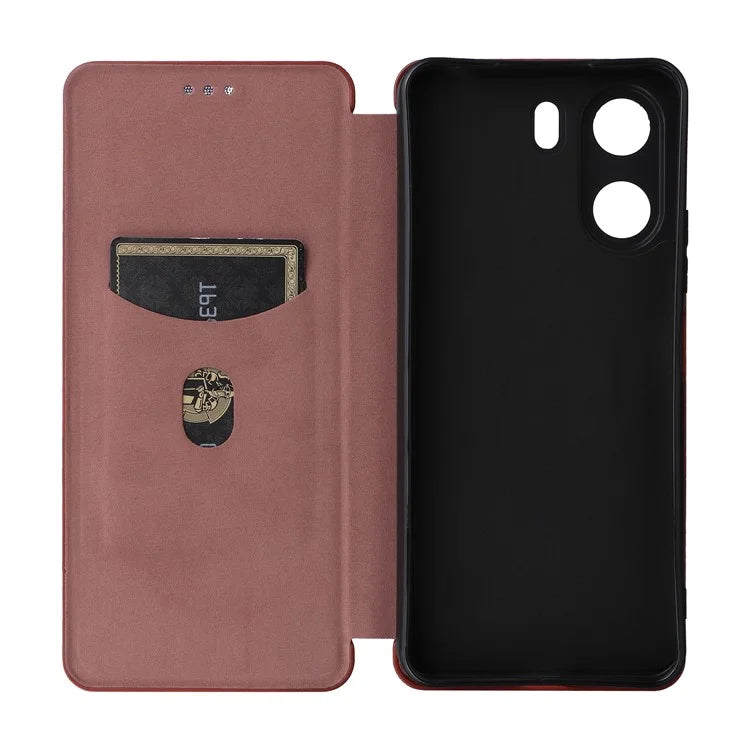 For Xiaomi Redmi 13C 4G / Poco C65 4G Phone Case Anti-drop Carbon Fiber Texture Cover with Kickstand Strap