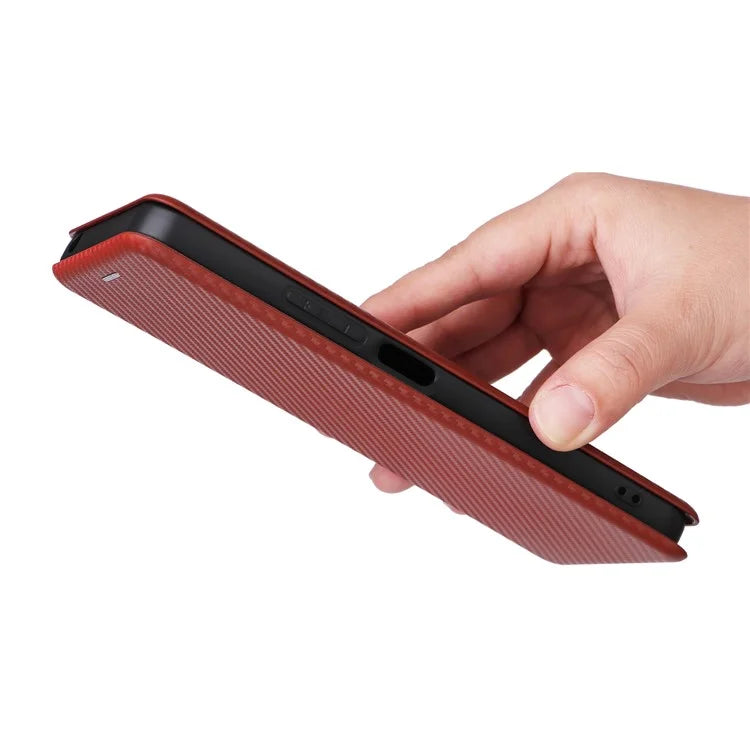 For Xiaomi Redmi 13C 4G / Poco C65 4G Phone Case Anti-drop Carbon Fiber Texture Cover with Kickstand Strap