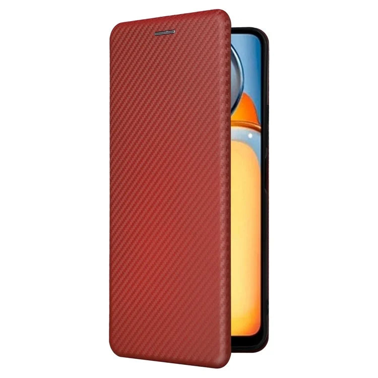 For Xiaomi Redmi 13C 4G / Poco C65 4G Phone Case Anti-drop Carbon Fiber Texture Cover with Kickstand Strap