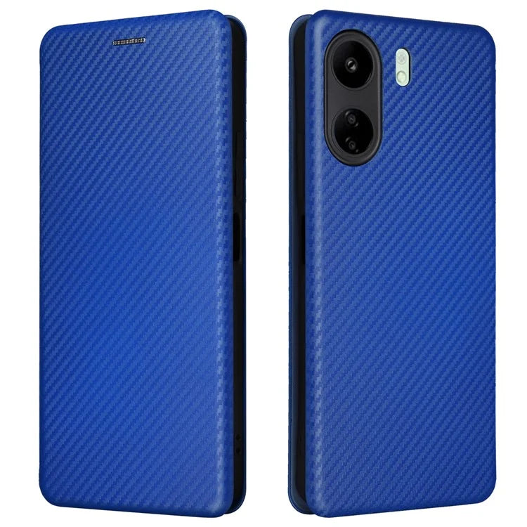 For Xiaomi Redmi 13C 4G / Poco C65 4G Phone Case Anti-drop Carbon Fiber Texture Cover with Kickstand Strap