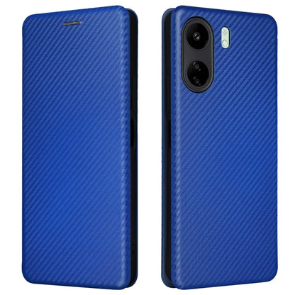 For Xiaomi Redmi 13C 4G / Poco C65 4G Phone Case Anti-drop Carbon Fiber Texture Cover with Kickstand Strap