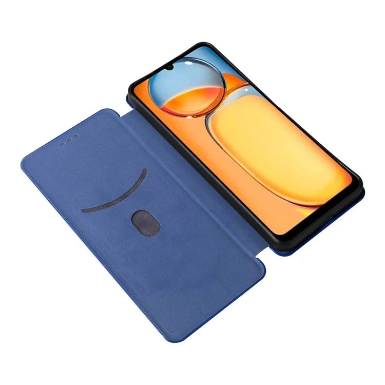 For Xiaomi Redmi 13C 4G / Poco C65 4G Phone Case Anti-drop Carbon Fiber Texture Cover with Kickstand Strap