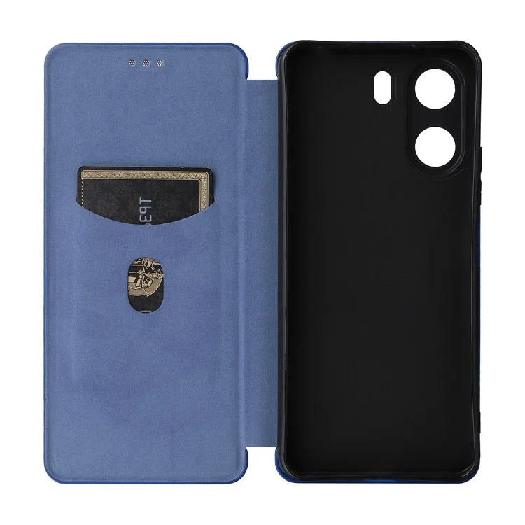 For Xiaomi Redmi 13C 4G / Poco C65 4G Phone Case Anti-drop Carbon Fiber Texture Cover with Kickstand Strap