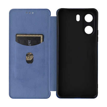For Xiaomi Redmi 13C 4G / Poco C65 4G Phone Case Anti-drop Carbon Fiber Texture Cover with Kickstand Strap