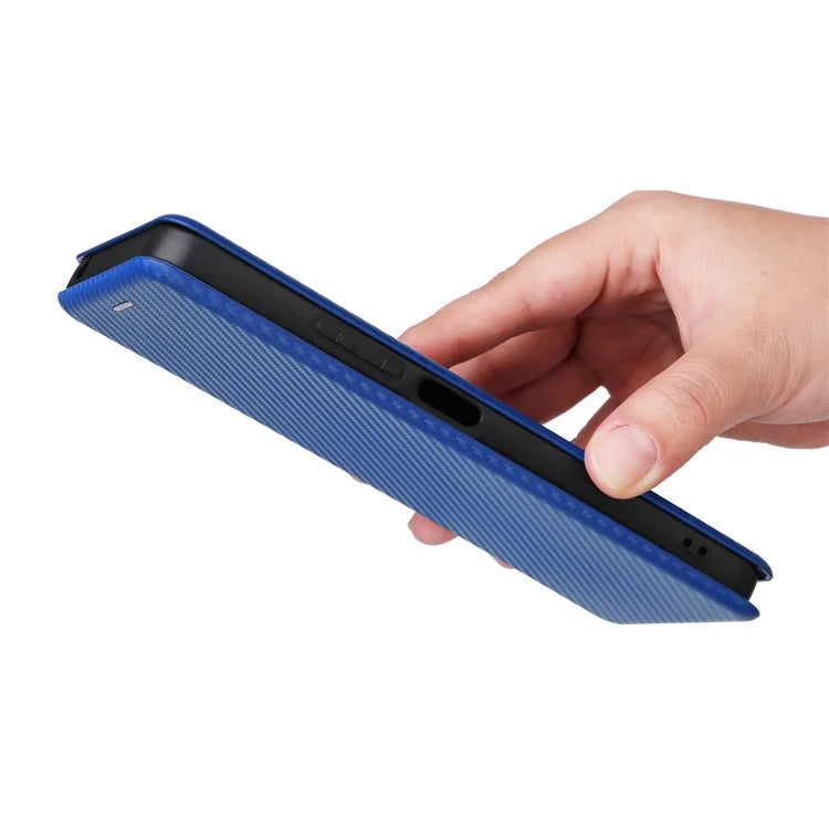 For Xiaomi Redmi 13C 4G / Poco C65 4G Phone Case Anti-drop Carbon Fiber Texture Cover with Kickstand Strap